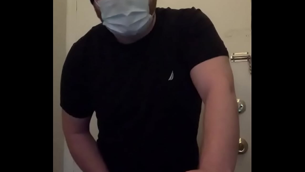 Straight guy jerks after gym. Anon face mask, muscle big dick