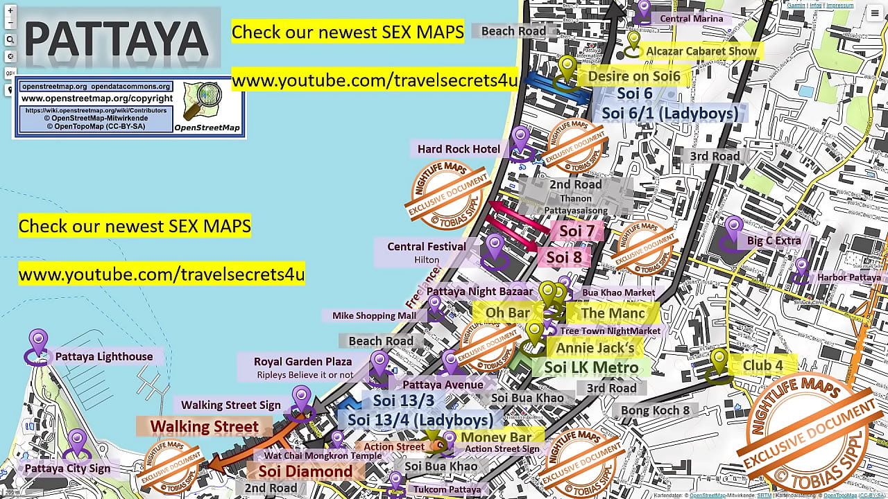 Street Prostitution Map of Pattaya, Thailand with Indication where to find Streetworkers, Freelancers and Brothels. Also we show you the Bar, Nightlife and Red Light District in the City