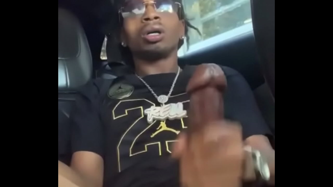 Black dick jerk off in car