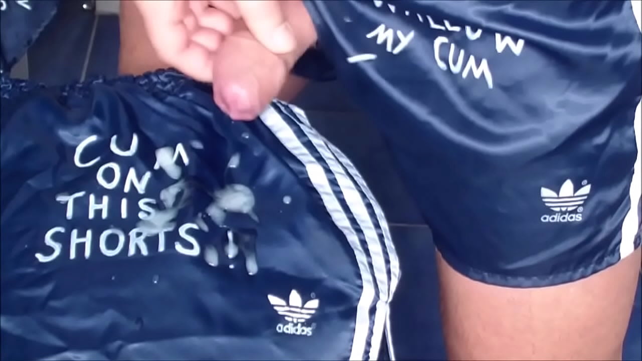 10 cumshots on satin shiny nylon shorts