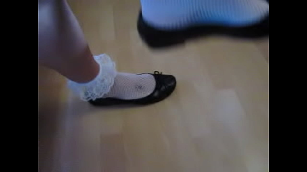 nice leather ballet flats and ruffled fishnet socks, ballet flats shoeplay by I-S