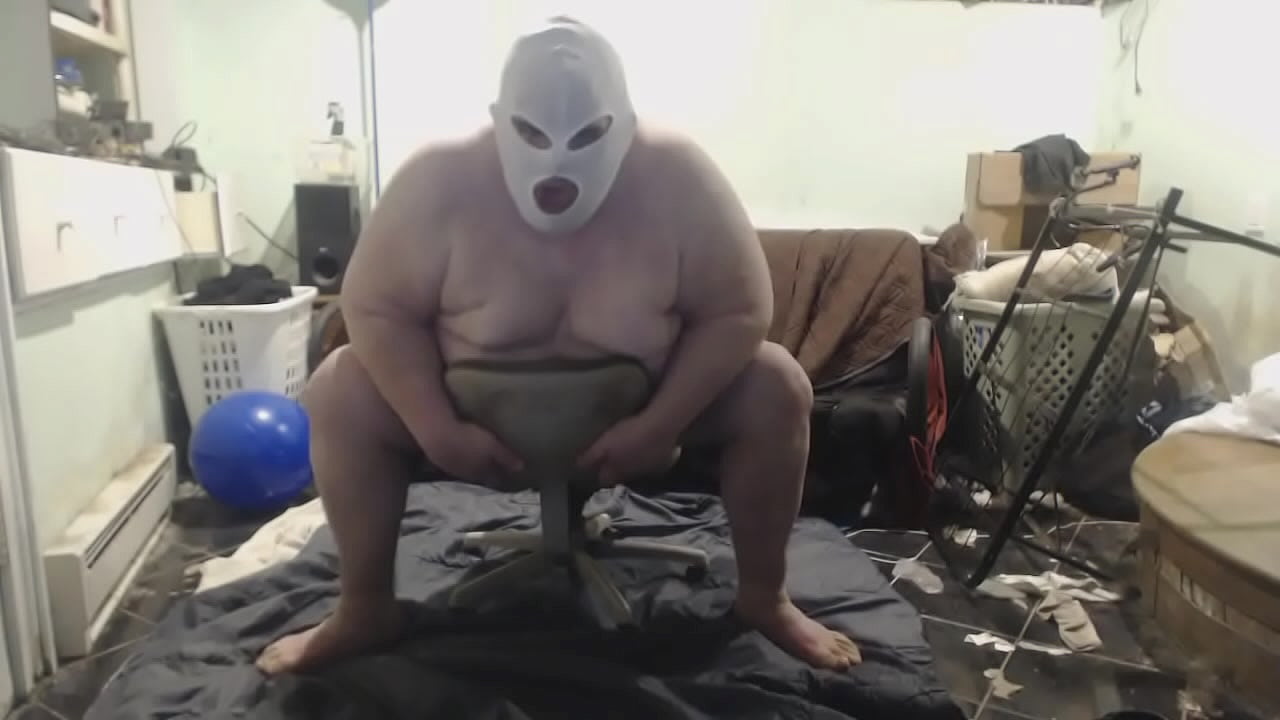 Fat Obese guy with big fat ass and tiny small dick rides a pillow and a desk chair and tries to ride a tripod pole on camera. Please Watch Save And Spread