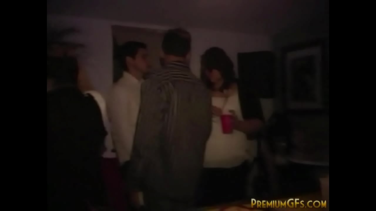 a couple enjoying a party and finding some rooms. The girl unzip her pants and blowjob her and fucking on top. the guy fucking her dogging until it cumming