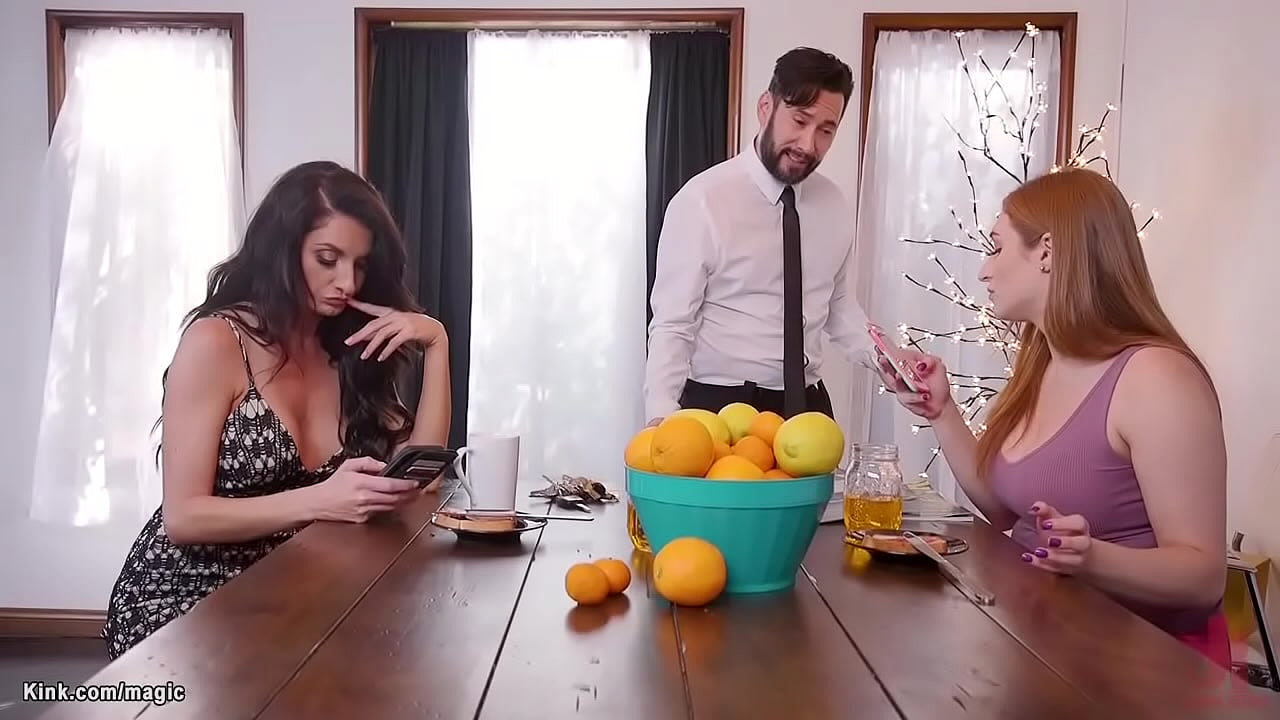 Big cock Tommy Pistol argues with hot wife Silvia Saige and step daughter Skylar Snow about their big appetite for consuming then anal fucks them