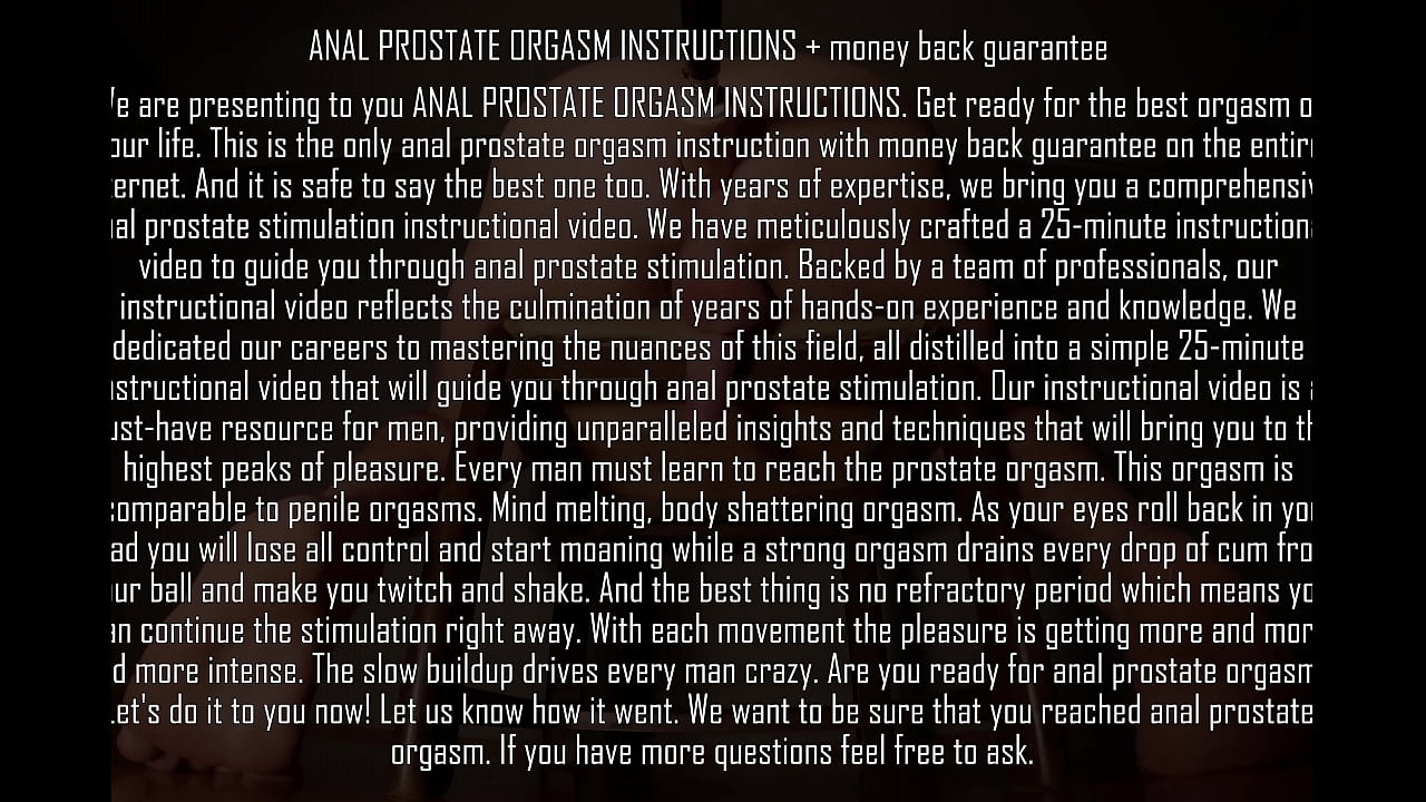 RECTAL PROSTATE MILKING ORGASM INSTRUCTION - money back guarantee - INSTITUTION X ass play training for men dildo training
