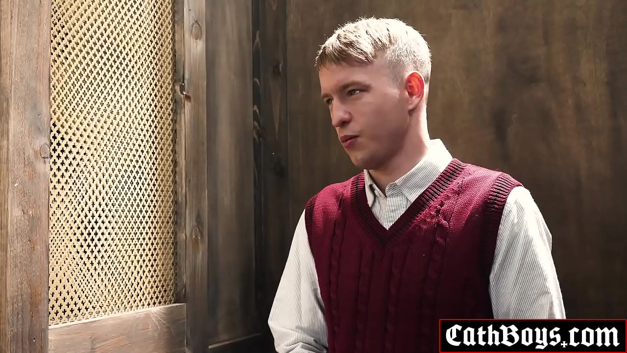 Twink sucks cock in confessional booth