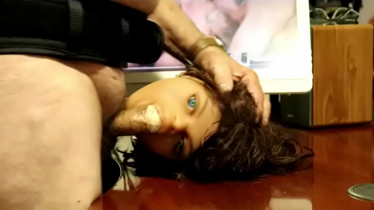 Big boob sex doll gives head with cum on face...