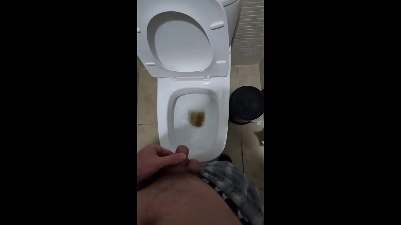 sexy dude pees on the toilet and in shower