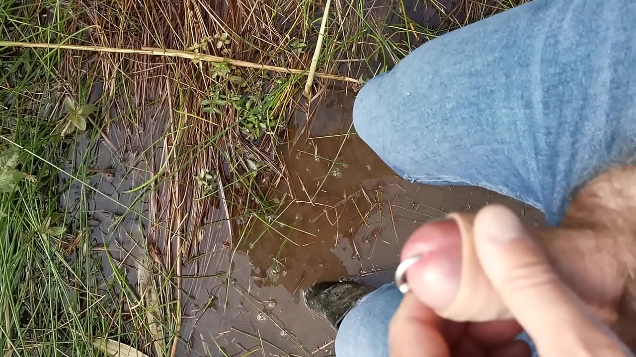 Nice cumshot with wellies and skinny jeans
