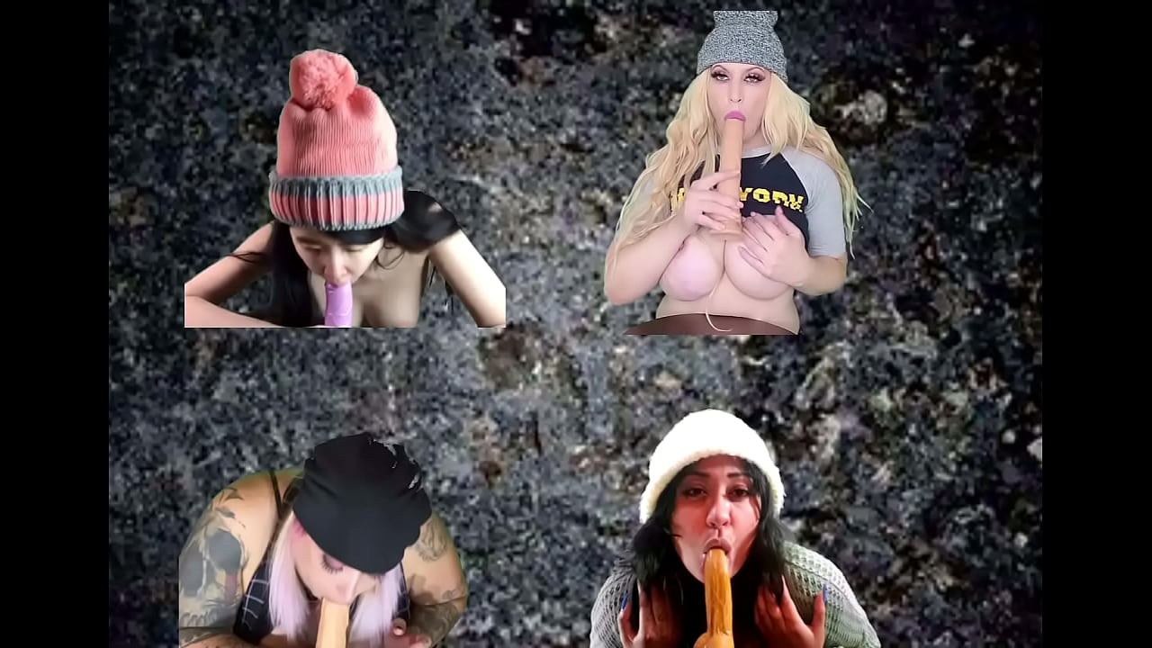 4 grunge chicks suck cocks together