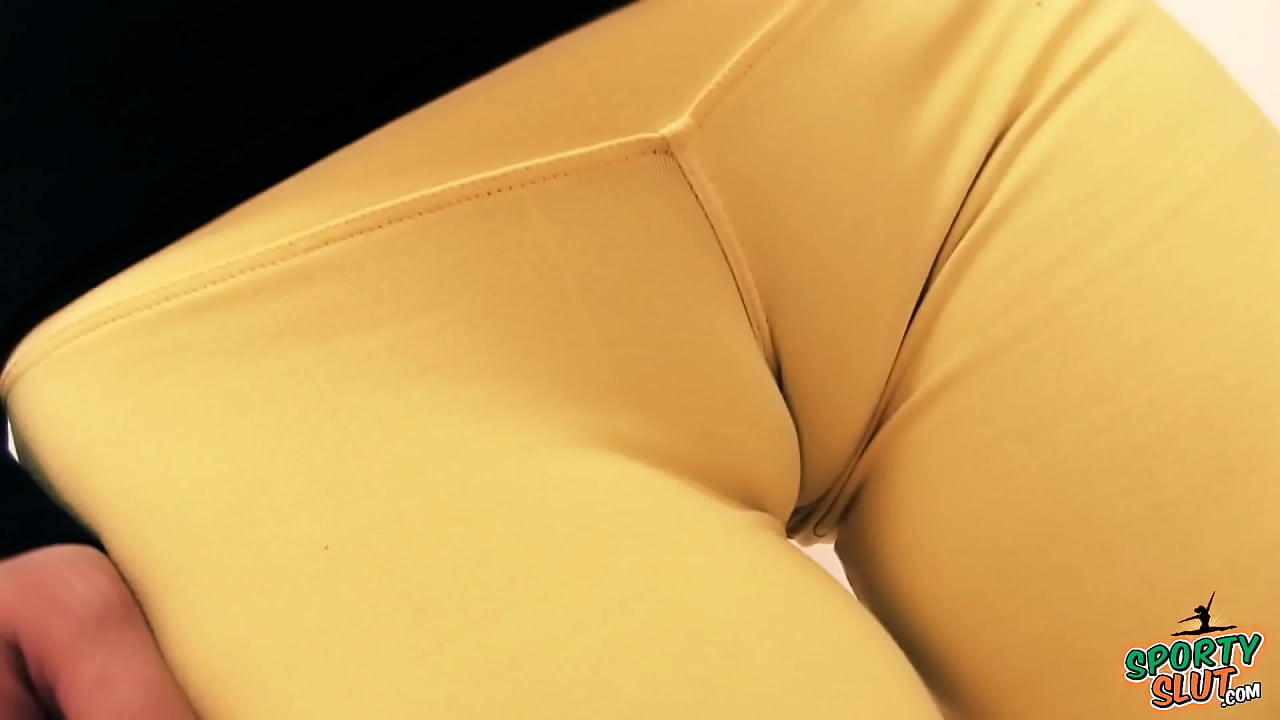 Cameltoe Worship - Amateur Brunette Wearing Tight Lycra Pants