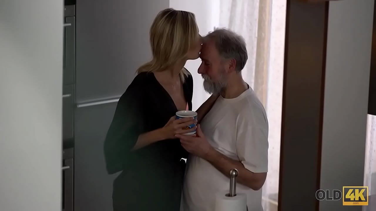 OLD4K. Bearded old guy fingers wifes twat before shoving rod into it