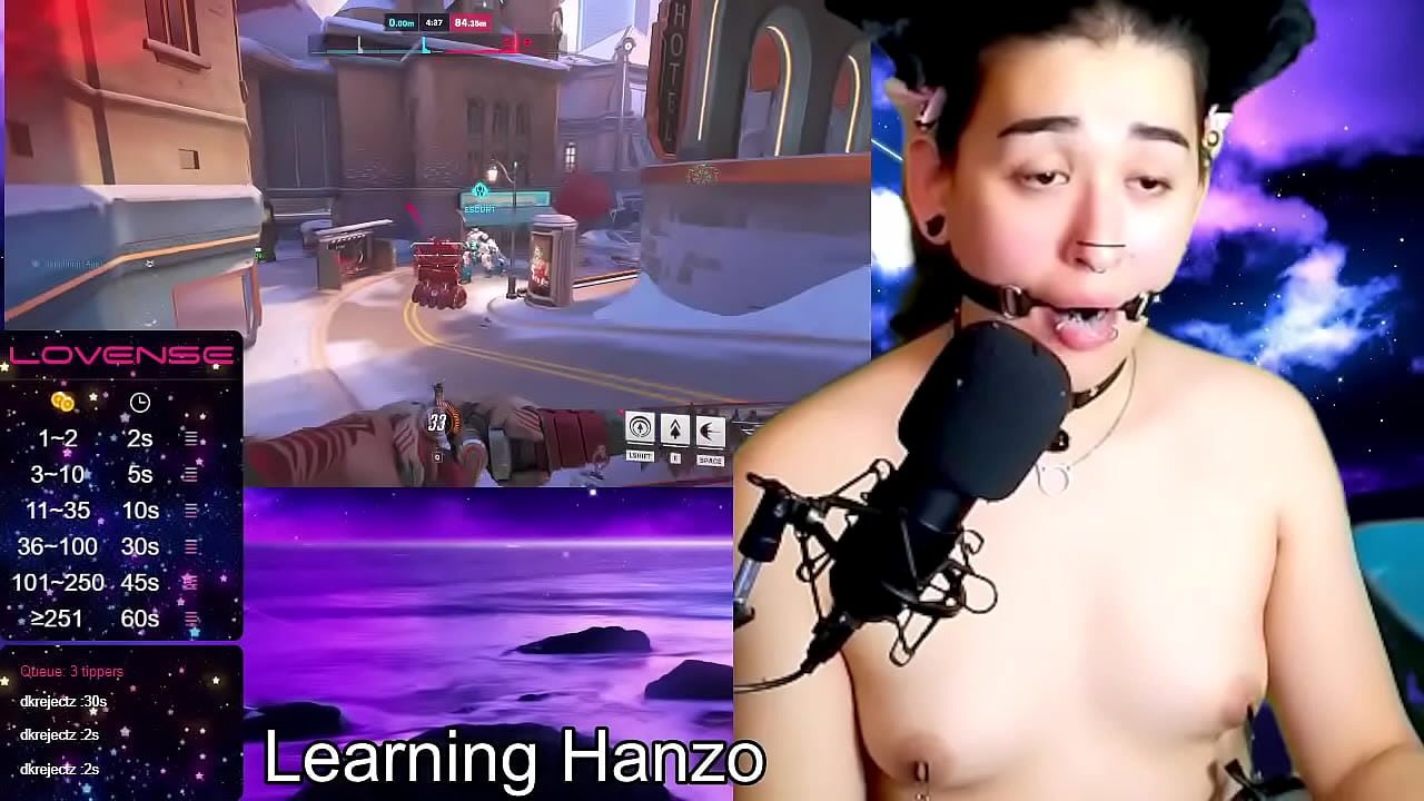 transgirl playing overwatch 2 while viewers tease her with lovense