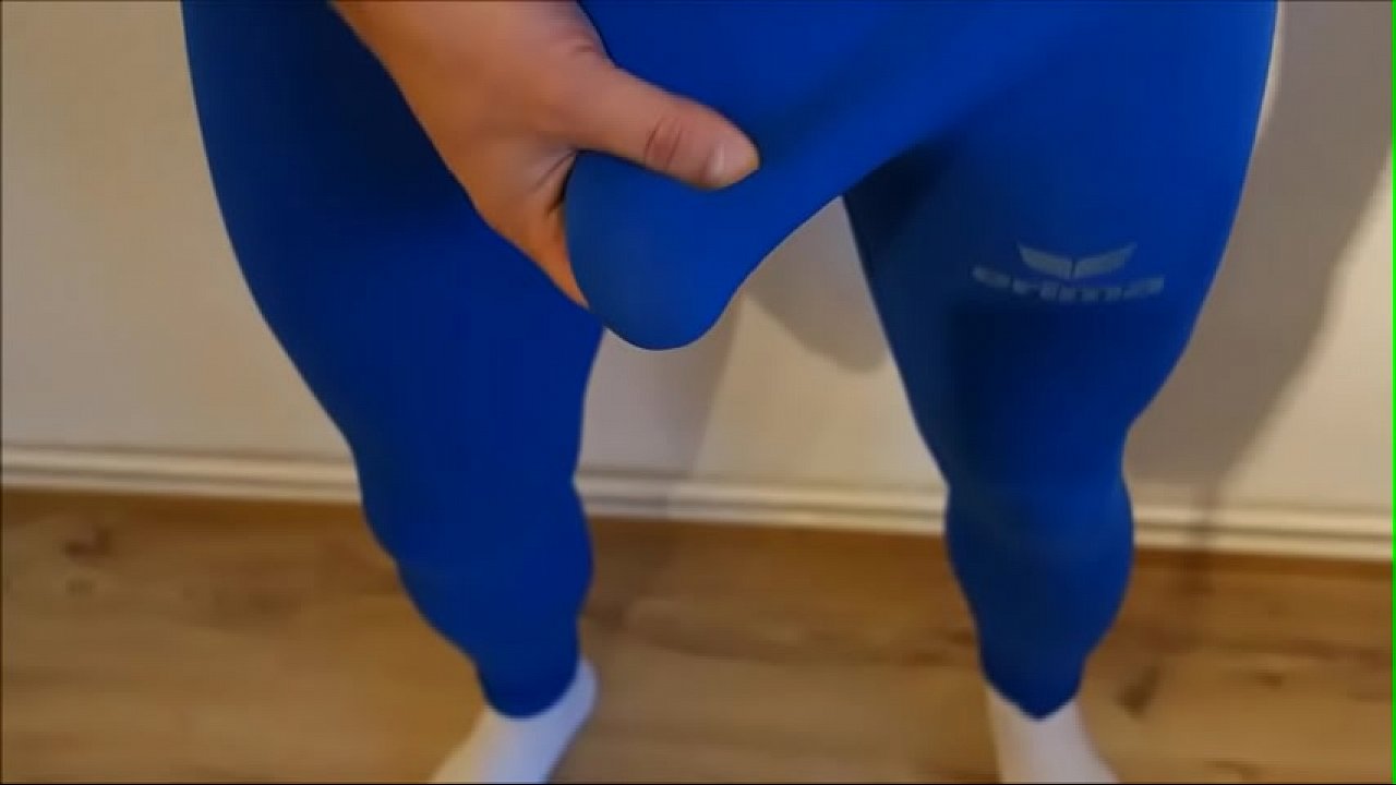 precum, grinding and bulge in spandex