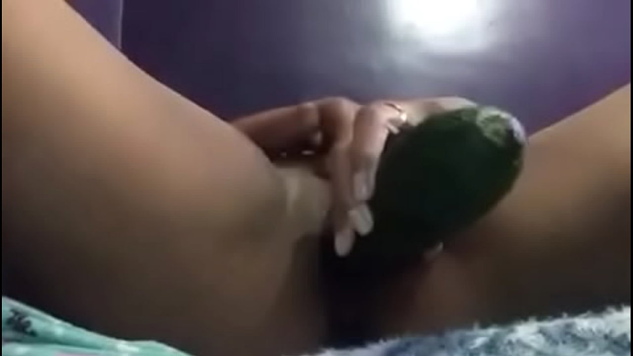 Squirting Latina  with huge cucumber