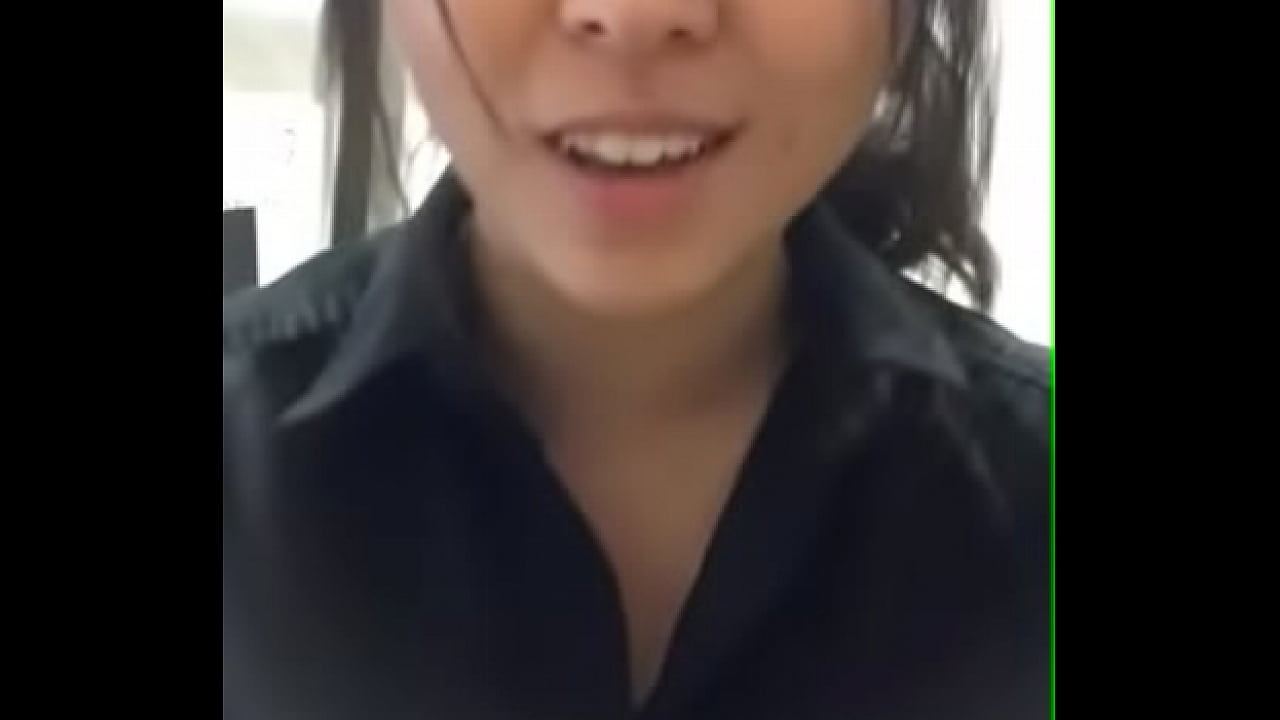 asian girl flashing at work