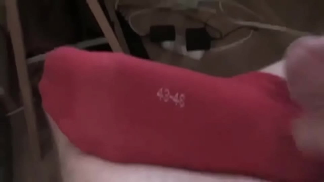 wank and cum on red puma socks