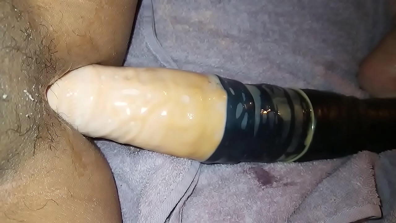 Deep pounding with homemade dildo