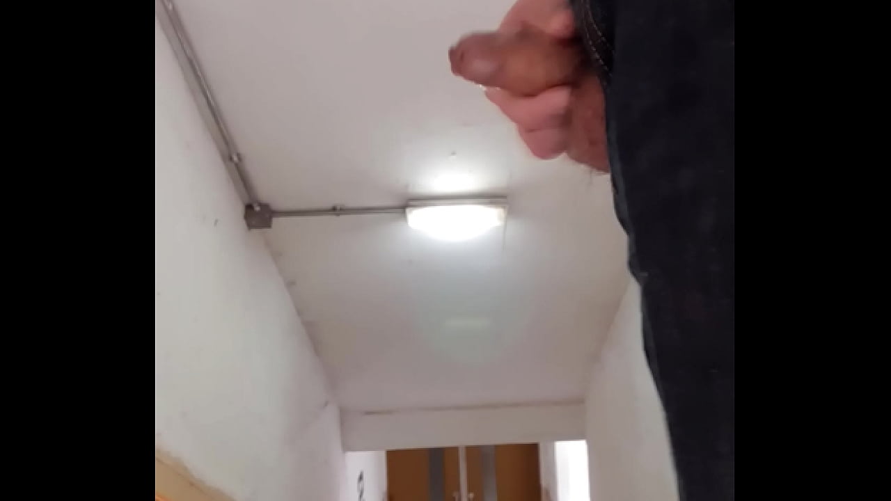 flashing on a staircase for a cleaner, she did not aware me, hope she can see my dick