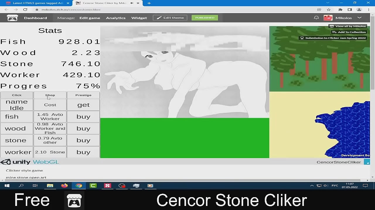 Cencor Stone Cliker (free game itchio by Mikolos) Strategy Clicer Idle