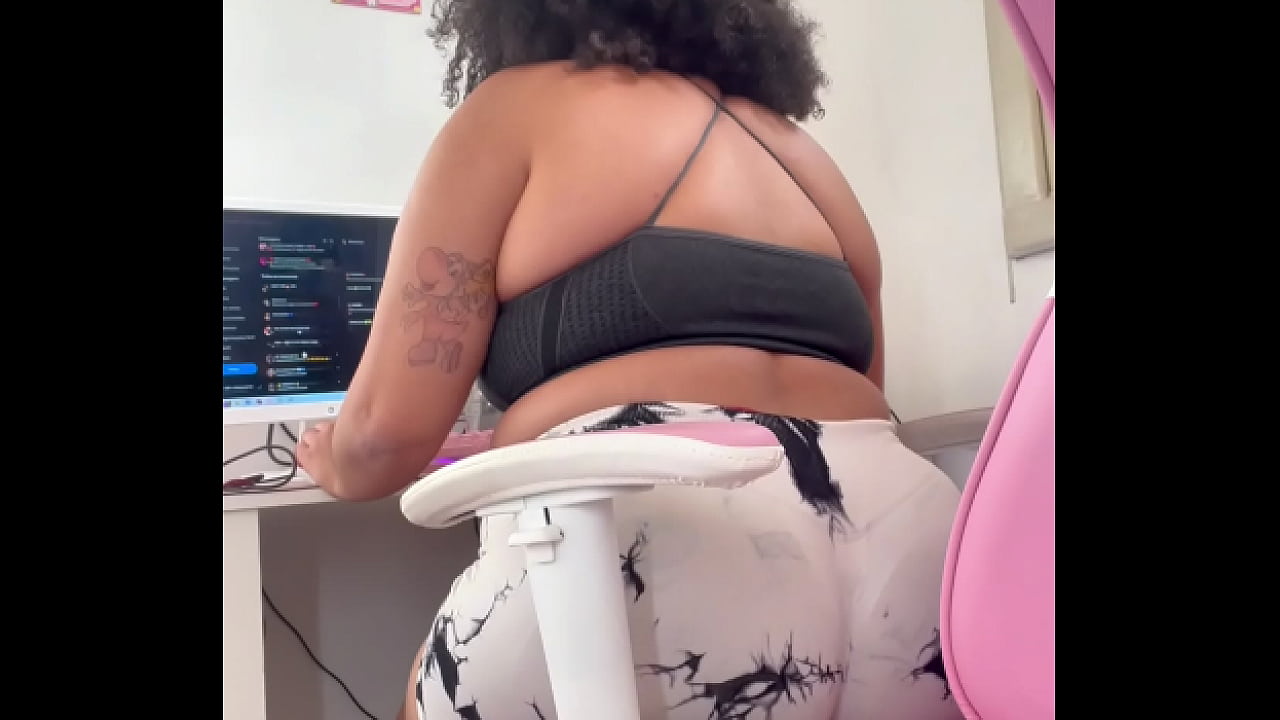 BBW Working on Pc and Farting on Short White Leggings