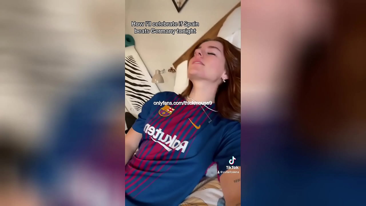 Barely legal Fc Barcelona fan masturbates