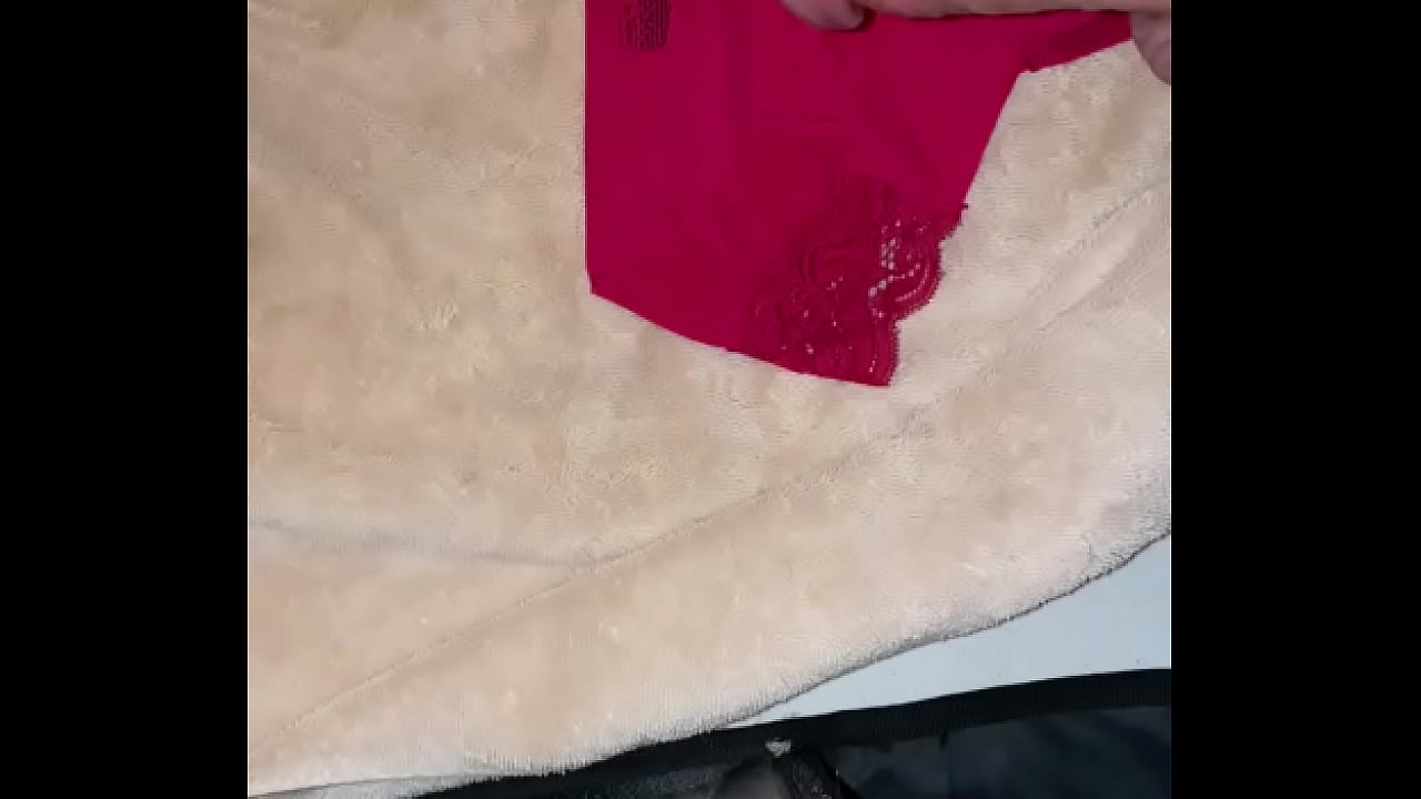 Playing with a silicone toy pussy and cumming all over a pair of used panties