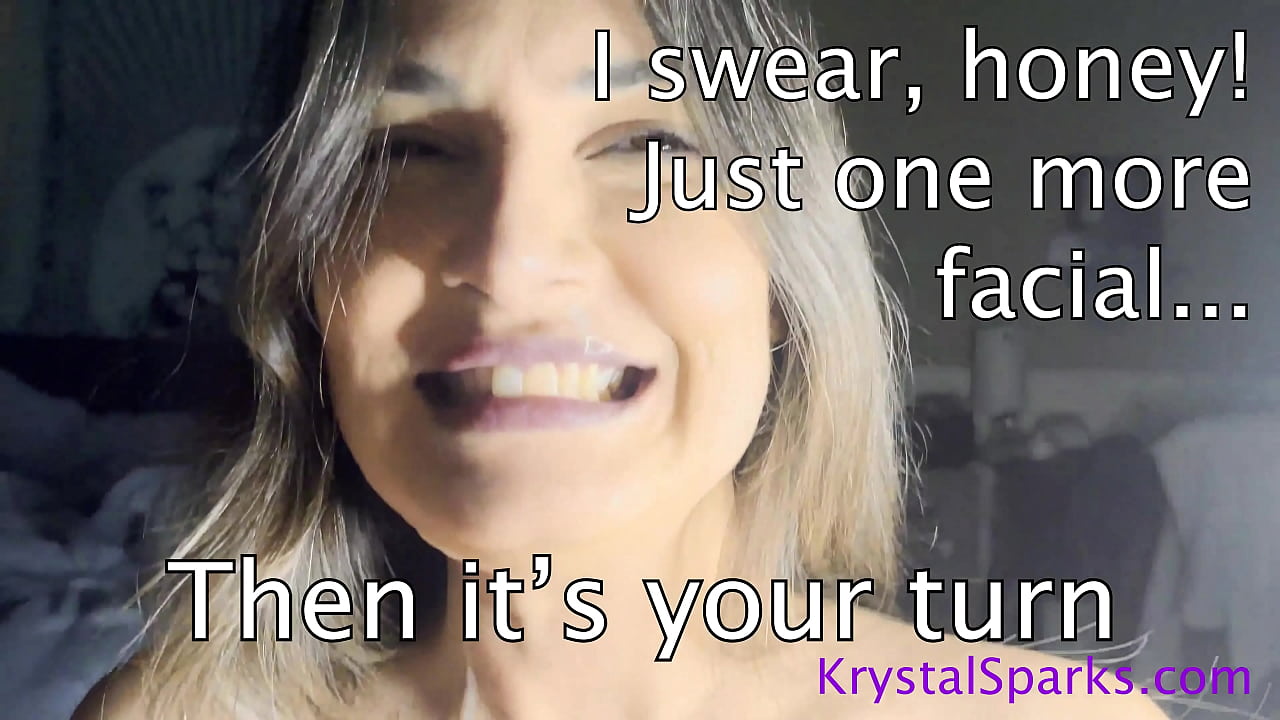 Krystal Sparks gets a huge facial and swallows most of it afterwards.