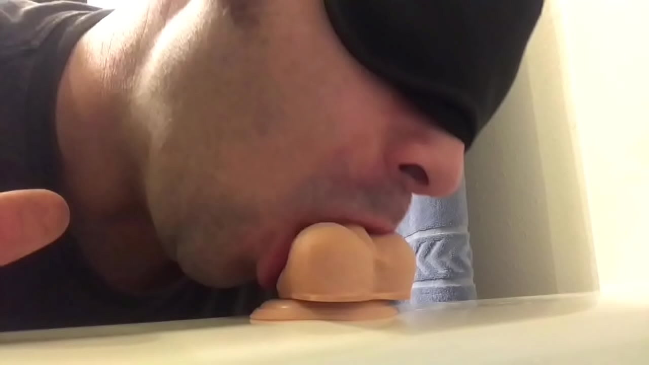 Sucking my dildo and then eating my load