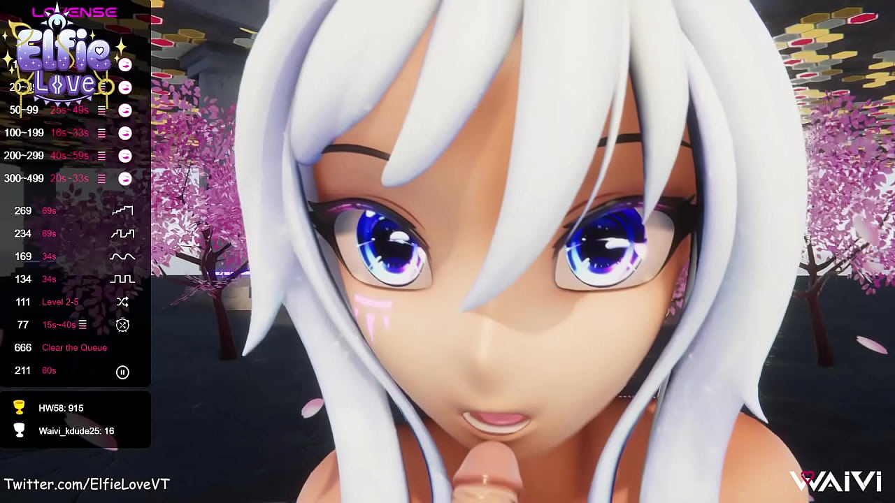 Hentai Vtuber Elfie Love sucks your cock in POV with sticky cumshot on her face (close up)