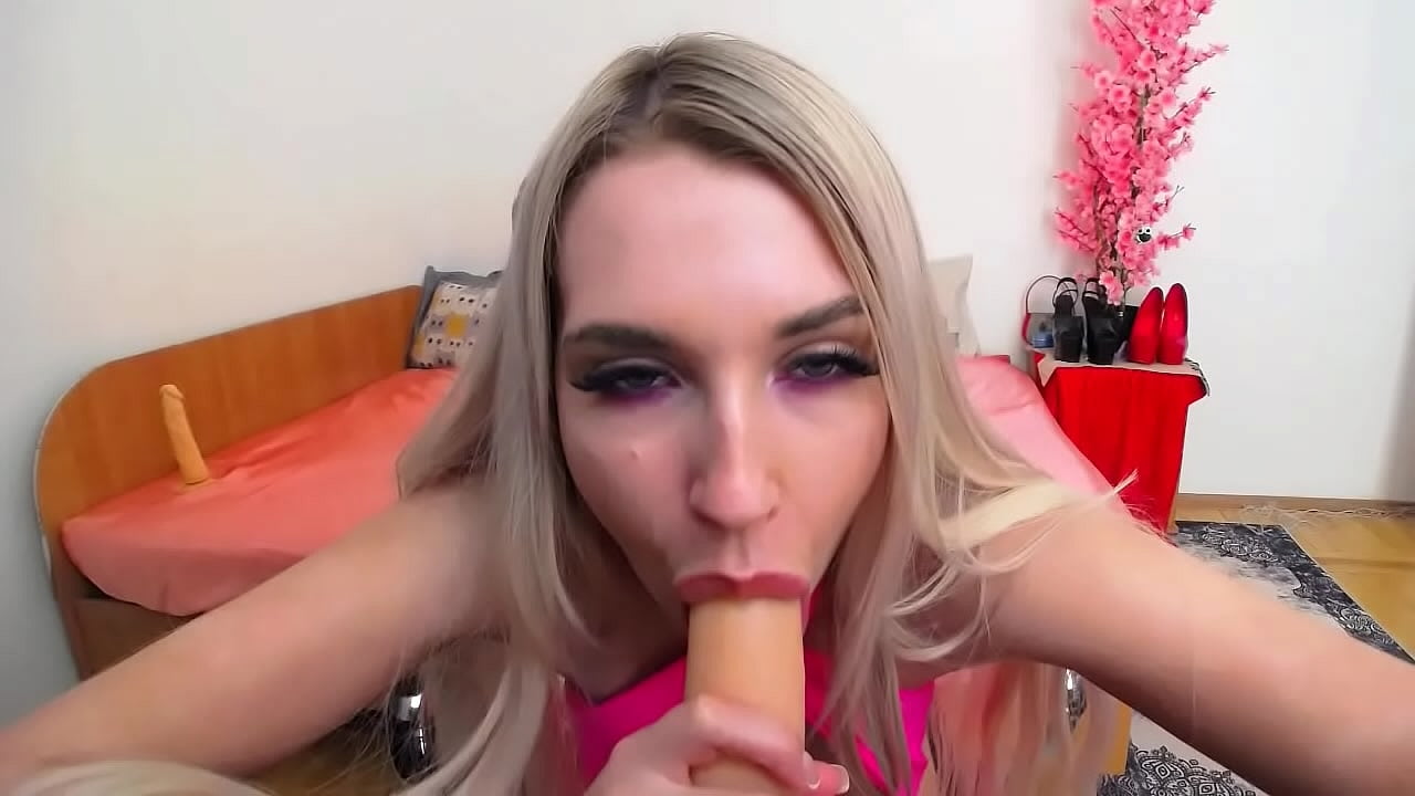 Blonde with big tits sucks a huge cock and wants you to cum in her mouth