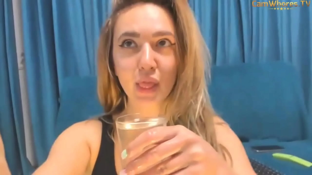 Girl drinks her own squirt then squirts it out again and again