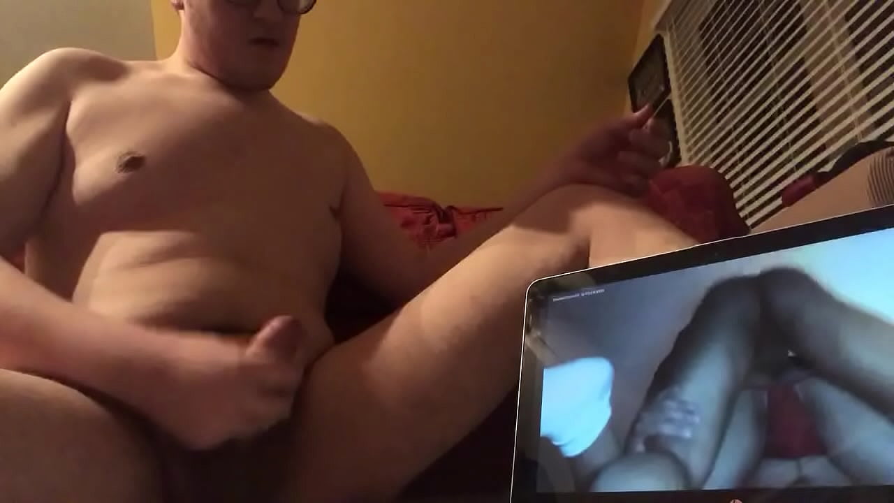 My bator buddy stroking his thick uncut cock to my fuck clip