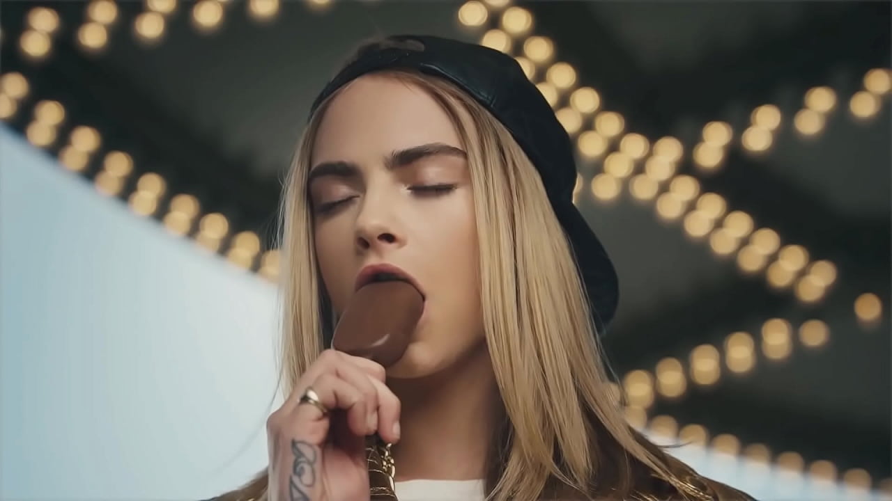 Hot Cara Delevingne Sucking a Huge Cock (Ice Cream)