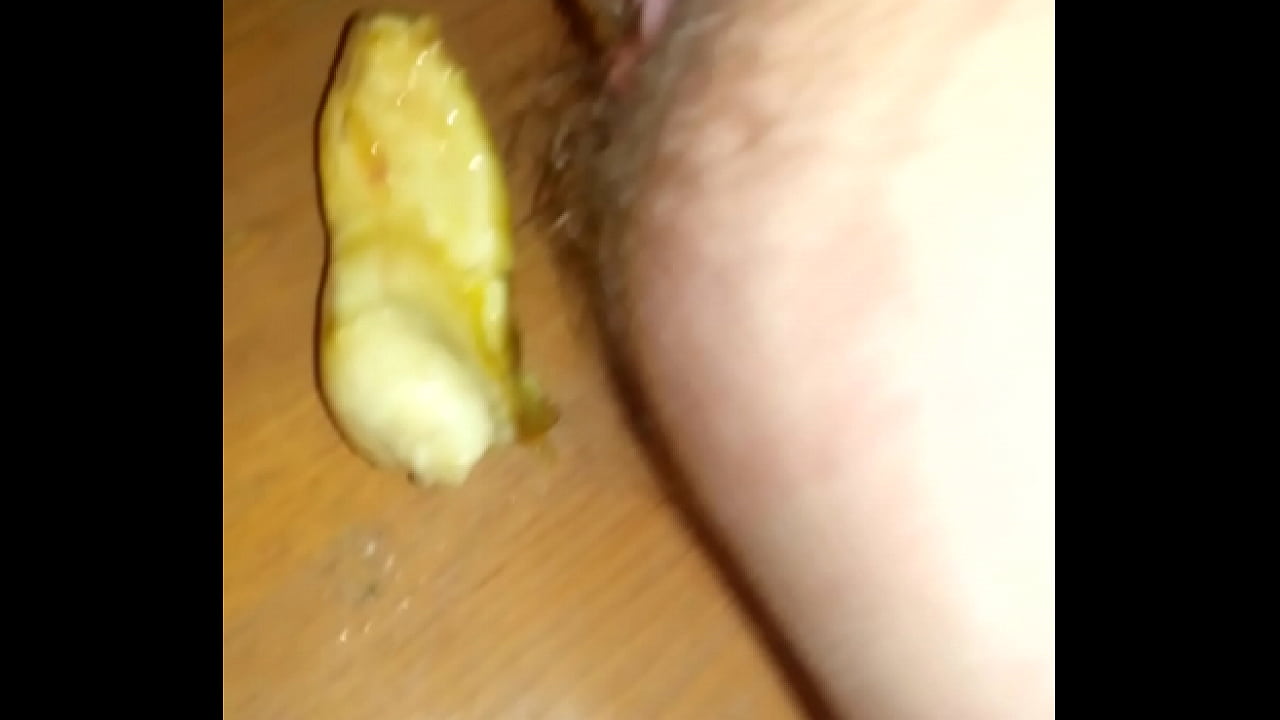 Toy in ass Banana falls out