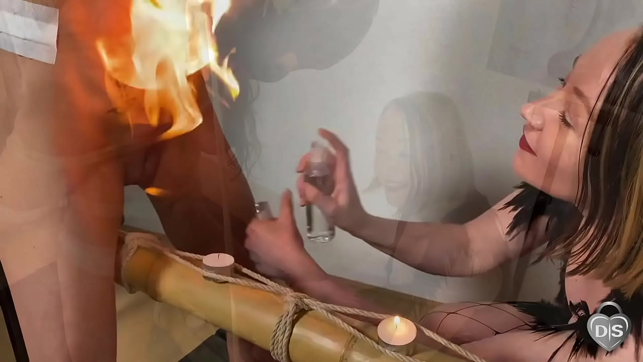 Fire play on gorgeous sub slut