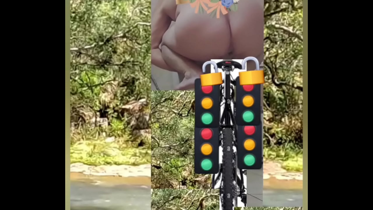 Unashamed completely naked girl on a bicycle, show big ass in a digital design video