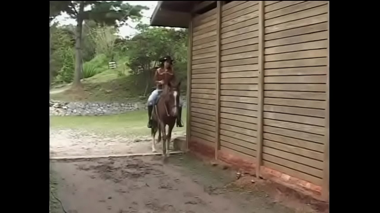 Charming brunette cowgirl gets drilled by sunburnt  stable boy in Grek fashion