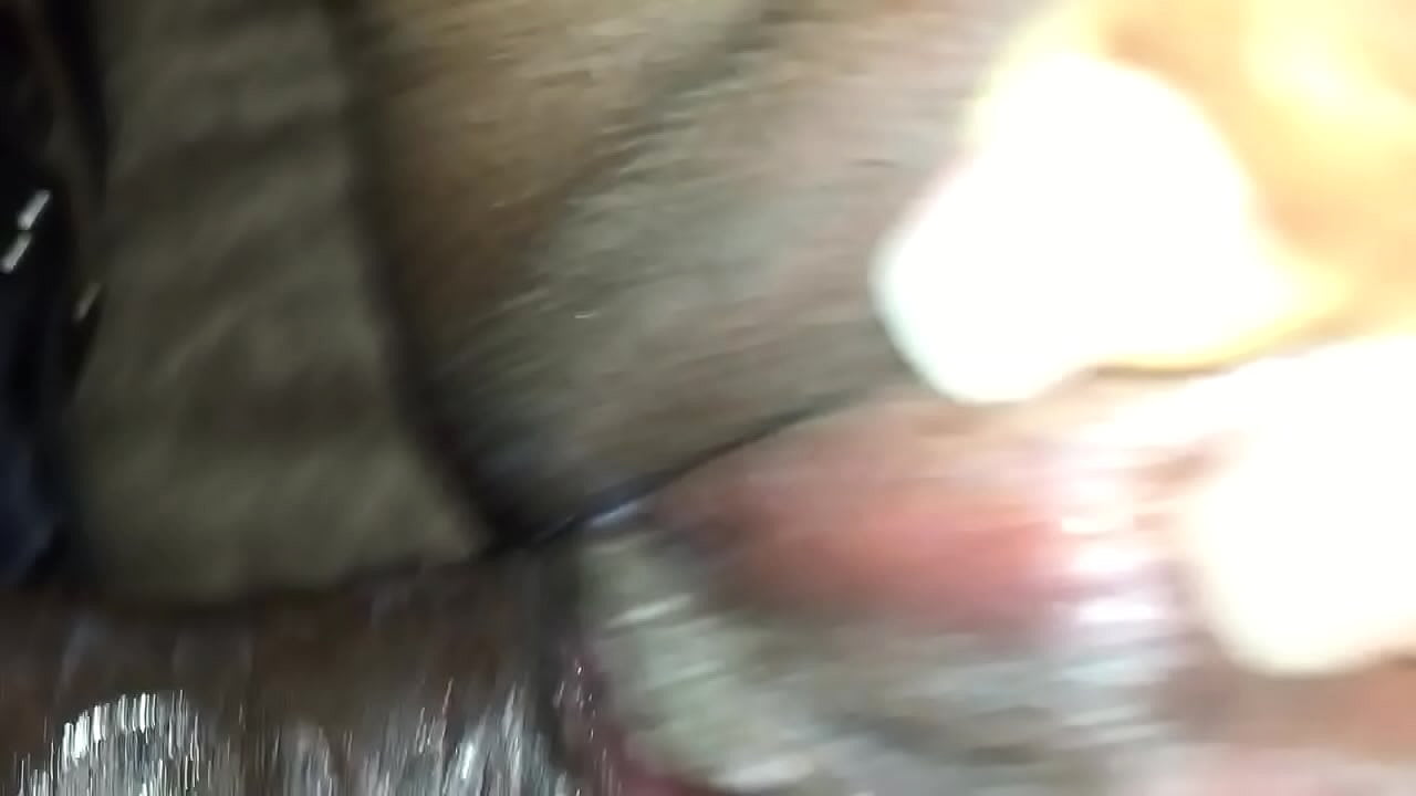 shoving my dick in and out of her mature black pussy