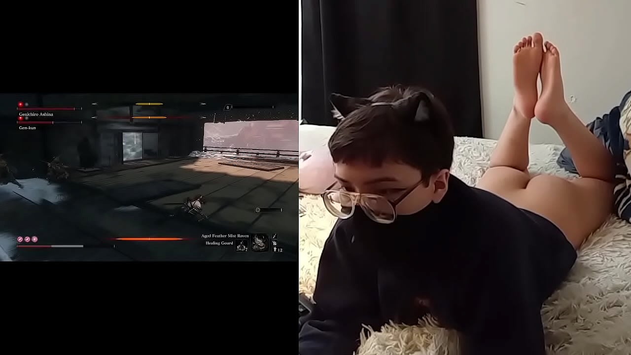 Femboy dominates double Genichiro mod in Sekiro Shadows Die Twice with ass and feet out @Kazdotia