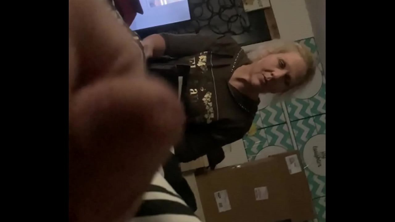 Aunt watches me rub my cock