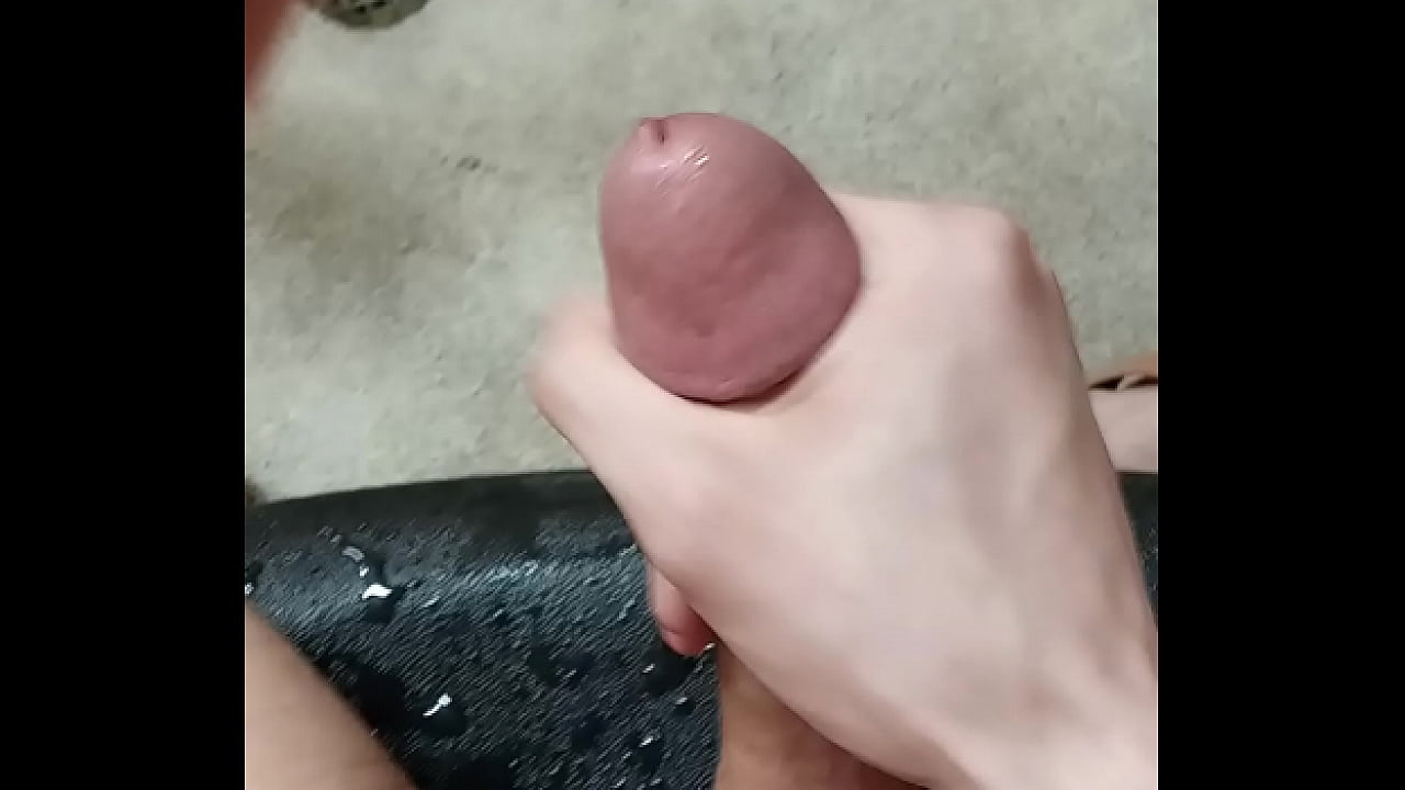 Hard horny cock pisses and cums on community chair