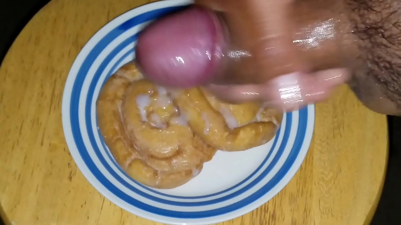 Soaking my honey bun with extra cock cream