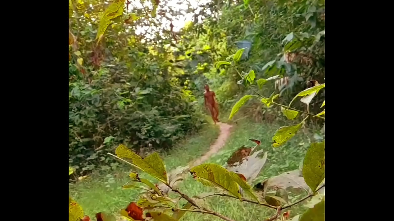 Asian twink naked outdoor forest