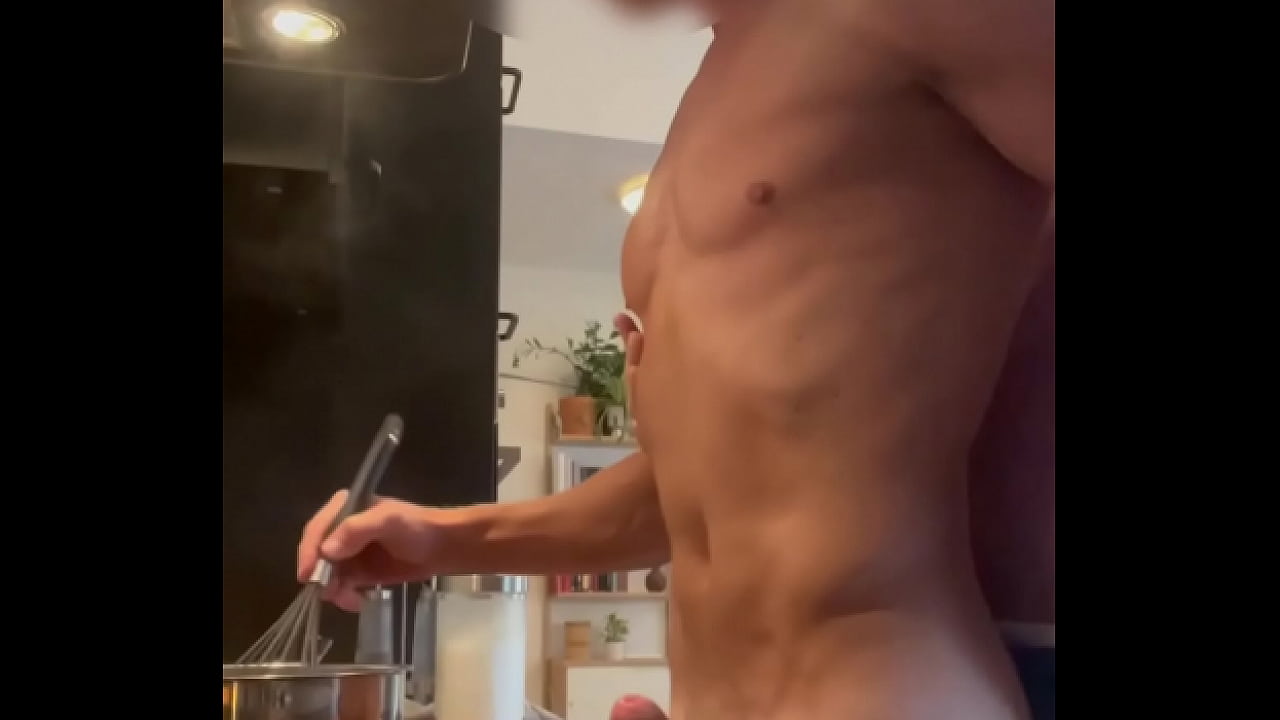 Straight friend starts humping teen boy while cooking until he cums like a fountain...