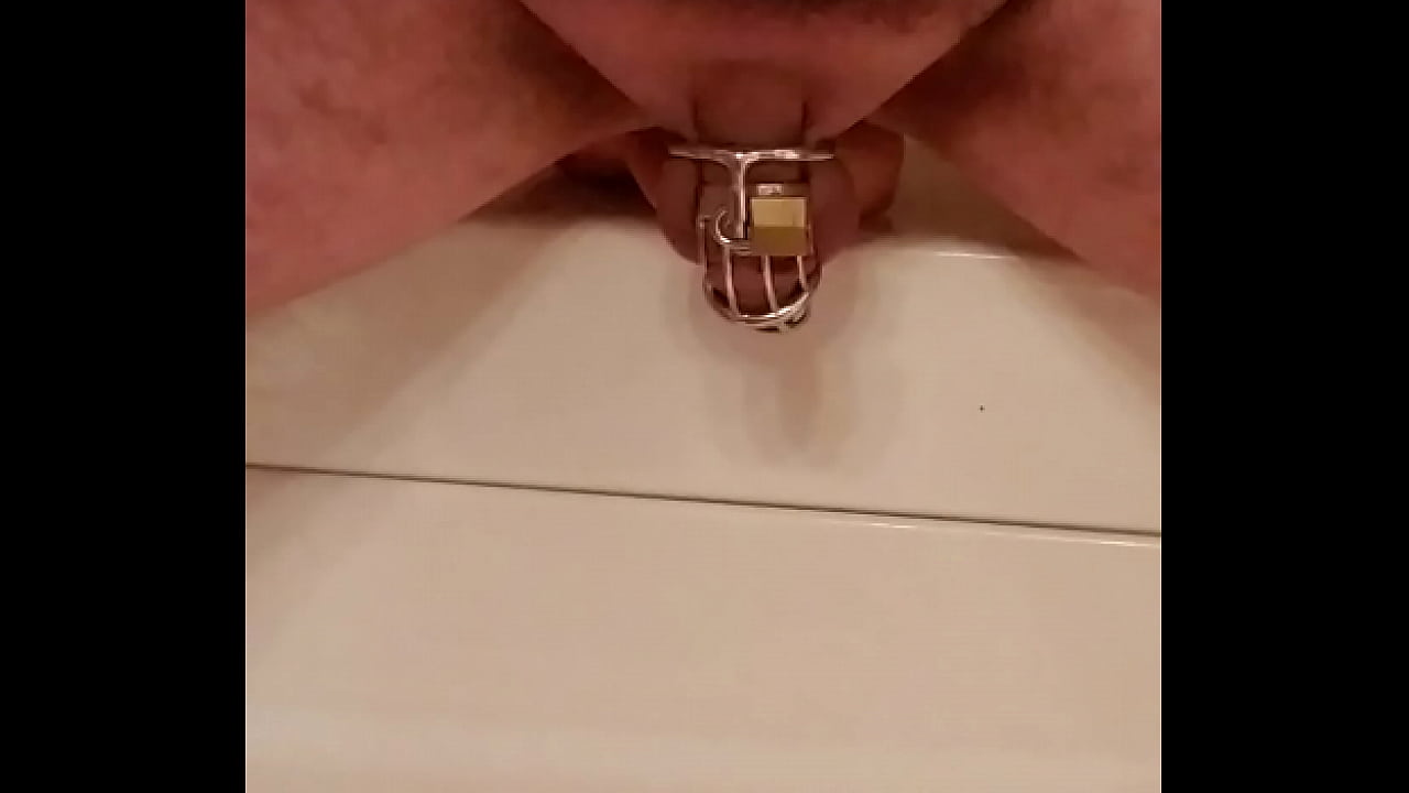 Man in Chastity fucks dildo hard