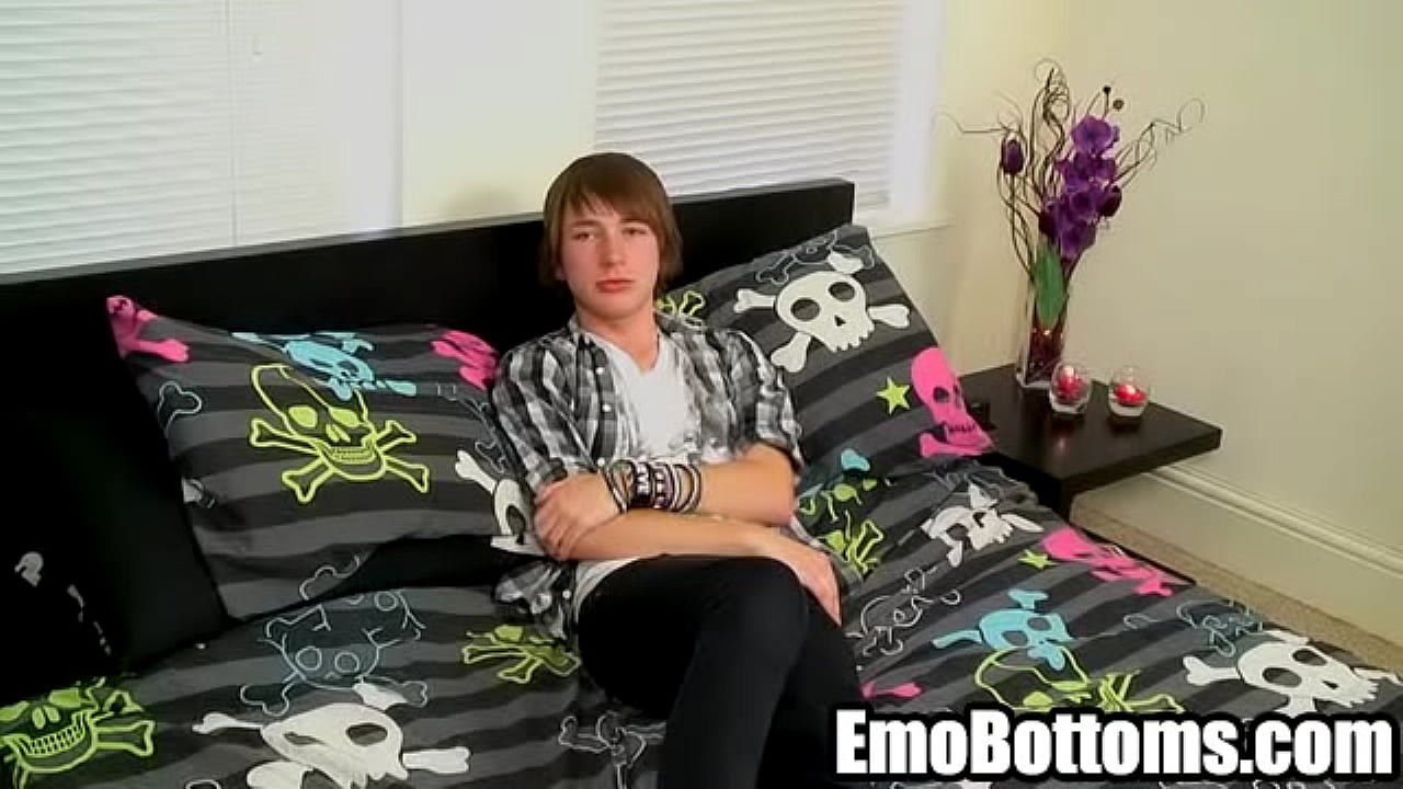 Emo twink Devon Stevens tugging on his hard cock