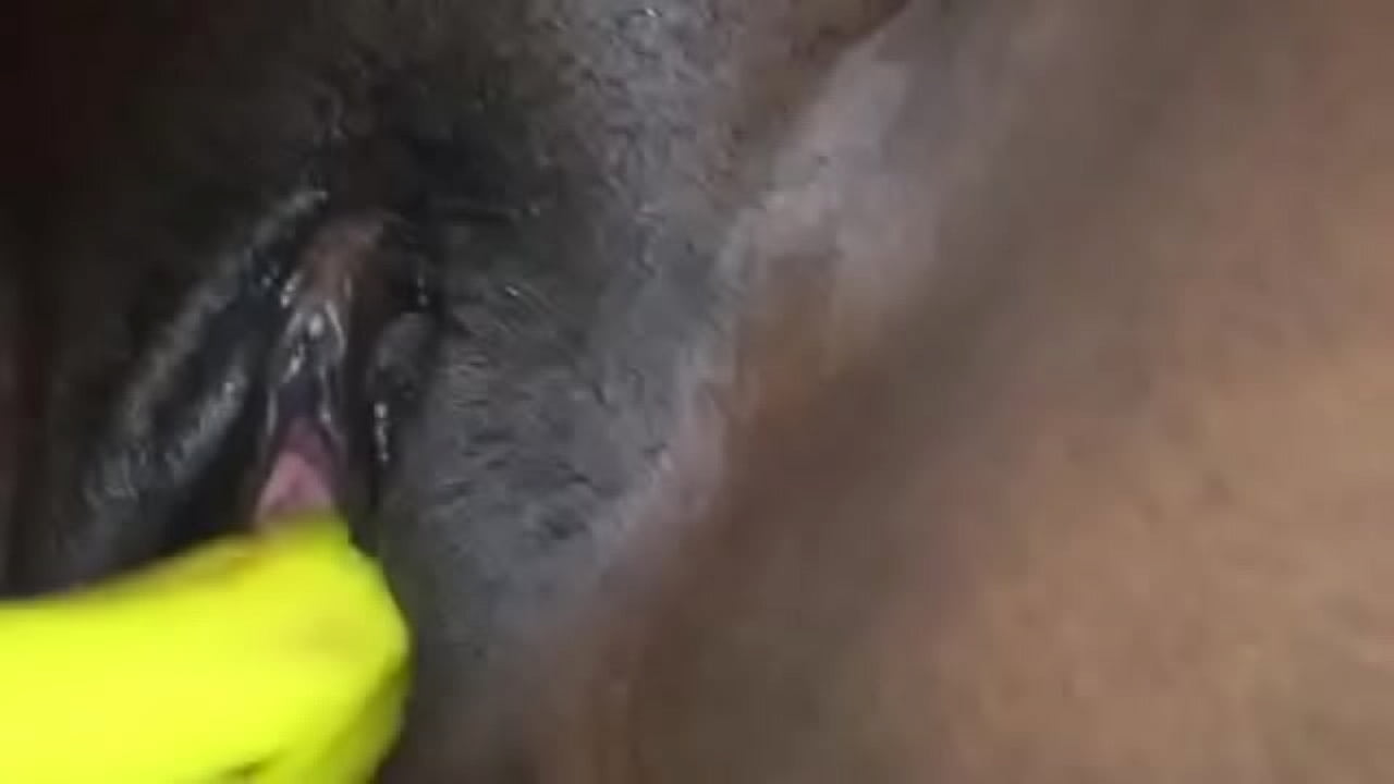 Black girl Tameka masturbating pussy with banana