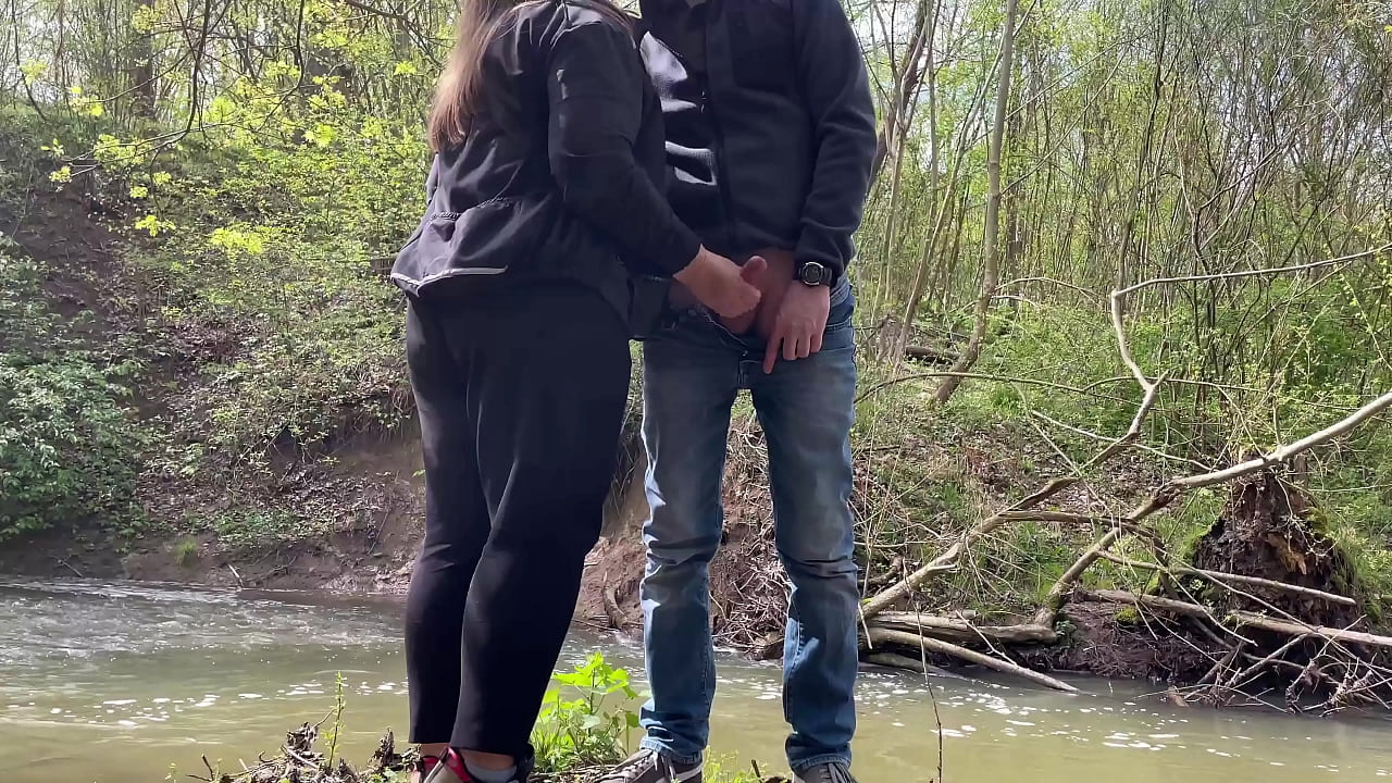 Sexy bbw stranger jerks me off in beautiful nature