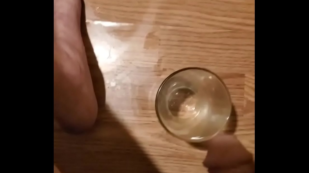 Sissy fag pisses in a glass and drinks it